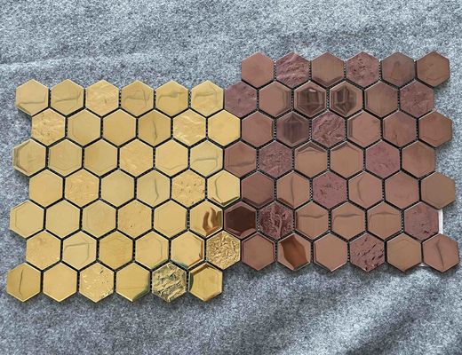 30x30cm Quadrat glasierte Fliesen, ISO13006 8mm, die sechseckige Mosaik-Wand Brown-Gold mit Ziegeln deckt