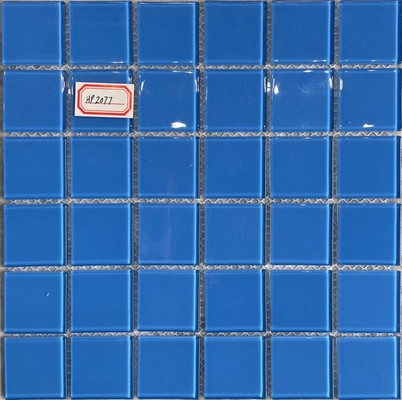 kaufen 48x48mm blaue Glasmosaikfliesen für Schwimmbäder 300x300mm on-line-Fertigung