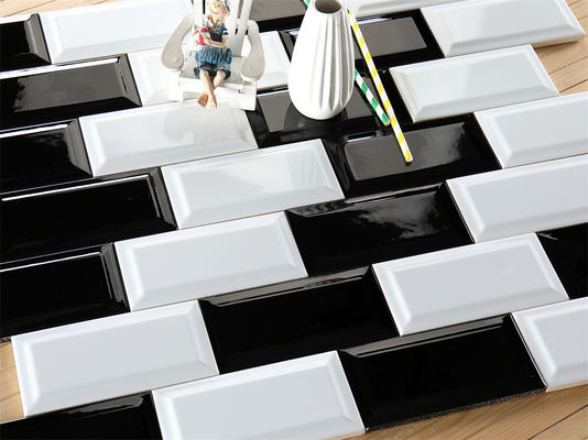 kaufen Schwarz-Weiß-Tonwandfliesen 75x152mm für die Küche on-line-Fertigung