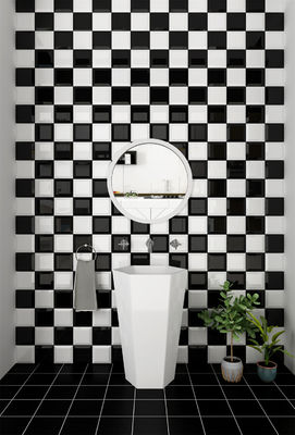 kaufen Schwarz Weiß 152x152mm Glanzkeramische Wandfliesen für Bad on-line-Fertigung