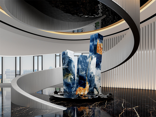 kaufen Blaue Luxus 1420x2700mm Polsterte Sintersteinplatten für Hotel und Wohnzimmer on-line-Fertigung