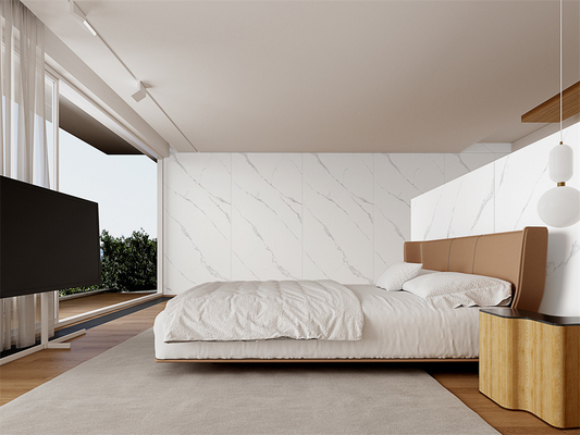 kaufen Grade AAA Fußboden Matt Carrara Weiße Sintersteinplatten für Restaurant 1420x2700mm on-line-Fertigung