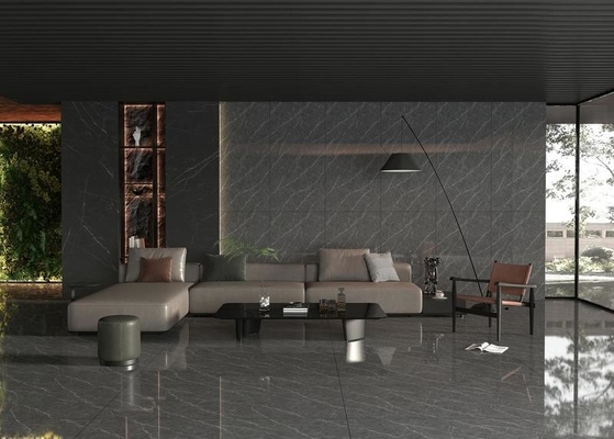 kaufen Luxus Schwarzer Marmor W.A0.5% Grau Poliertes Glas Porzellan 900x1800x9mm Innenfußboden Für Innenarchitektur und Dekoration on-line-Fertigung