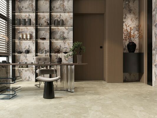 kaufen Langlebige und stilvolle Terrazzo-Fliesen in Grau und Beige, 600 x 1200 mm, matt, mit schimmeliger Oberfläche, Bodenfliesen für Balkon und Esszimmer on-line-Fertigung