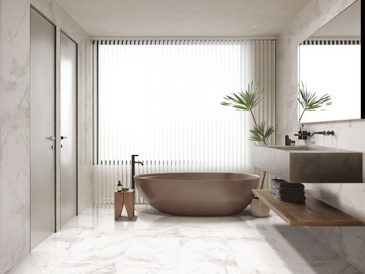 kaufen Stilvoller und umweltfreundlicher Innenfußboden Carrara 600x1200mm Replik Glasporzellanfliesen für Esszimmer und Wohnzimmer on-line-Fertigung