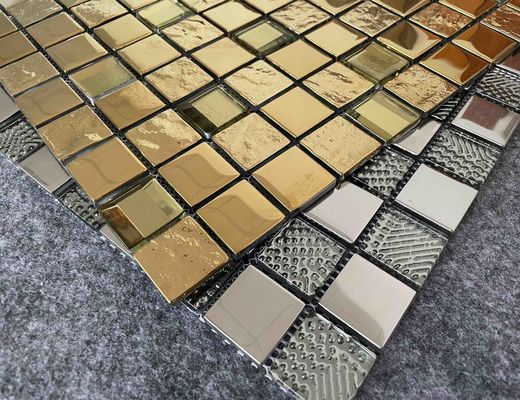 kaufen ISO13006 Mildewproof Decorative Mosaic Tiles Golden Sliver Metal Glazed Wall 6mm on-line-Fertigung