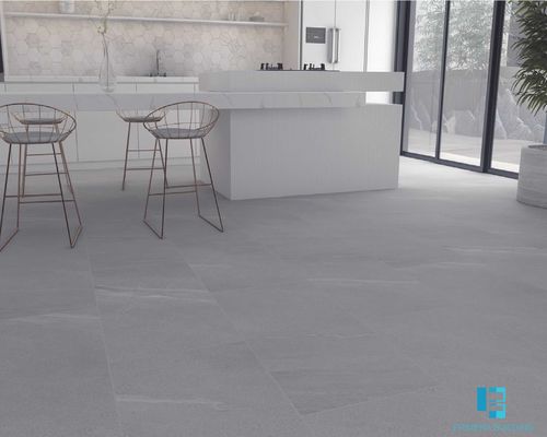 kaufen Grauer Marmor SPC Vinyl Boden 3,5 mm wasserdichte Innenfliesen on-line-Fertigung