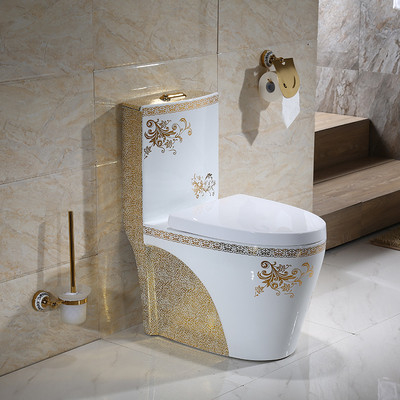 Moderne, goldene, klassische Form, einteilige Toilette, 3 l, 6 l, Doppelspülung