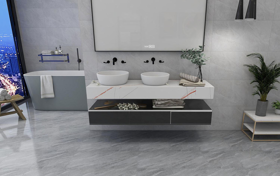 Marmor 400x400mm Kermische rustikal gefertigte Fliesen Innenraum Matte Verglasung Innenfußboden Graue Wandfliesen Wasserdicht