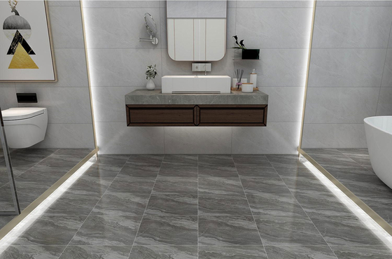Umweltfreundliche Keramik 400x400mm Rustikalfliesen für Badezimmer und Matt Glasur Grau Marmor Look Bodenfliesen für Wohnzimmer