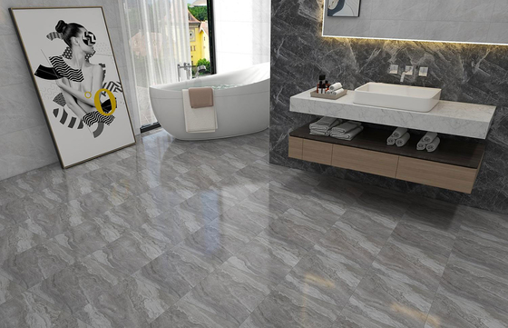 Wasserdichte Matte Verglasung Marmor Aussehen Keramik Rustikale Fliesen Für Büro Und 400x400mm Bodenfliesen Grau Für Schlafzimmer