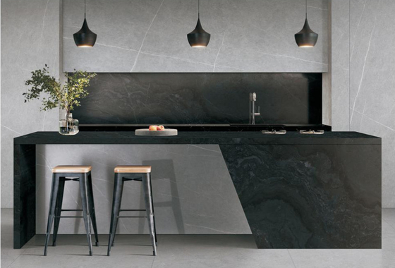 1600x3200x12mm Luxus Sintersteinplatten Wohnzimmer Matte Fußbodenfliesen Galaxie Graue Hintergrundwand