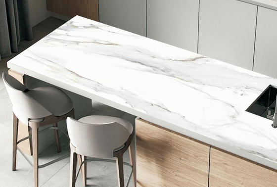 Schreibtisch 80x260cm Sintersteinplatten Küche Wand Felsböden