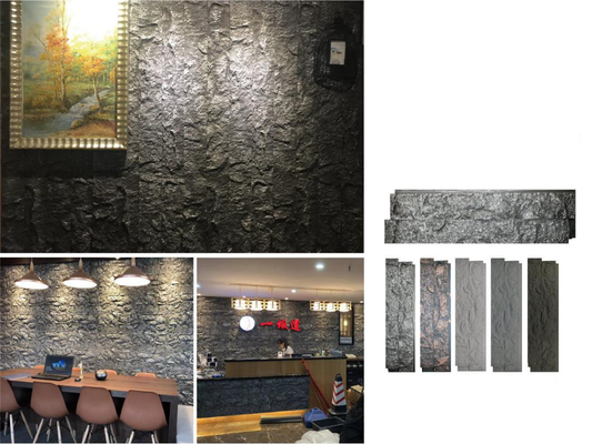 Streifengrau 1160x300x30mm Kulturstein Ziegel Polyurethan Bürobar Dekorationswandwand Brennsteinlicht