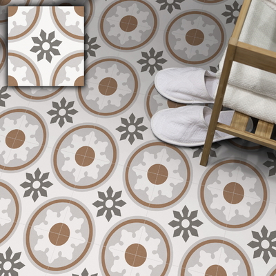 Braune und weiße Antibakterien 250x250mm Fußbodenfliesen für Wohnzimmer und rutschfeste Wand Keramik Rustikafliesen für Esszimmer