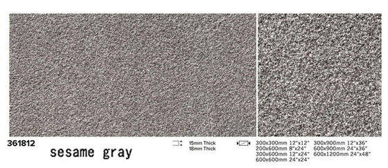 Rutschfeste, graue Porzellan-Pflasterfliese 600x1200mm, geflammte Oberfläche