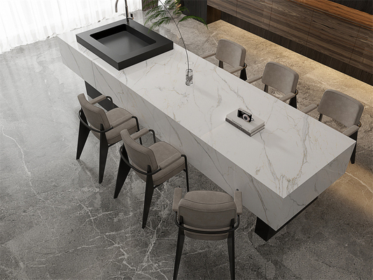 Carrara Schiebefeste Sintersteinplatte für Wohnzimmer 1420x2700mm Weiß