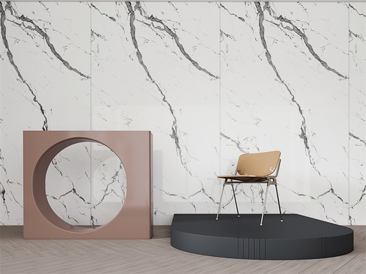 Carrara 1600x3200mm Polsterglas Porzellan Sintersteinplatte für Villa Design und Projekt
