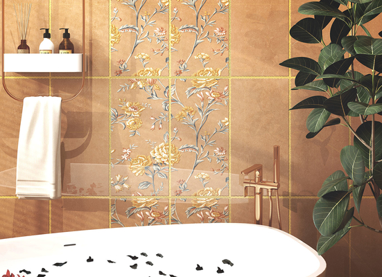 Grade AAA Schiebefeste 30x60cm Spiegeloberfläche Keramikwandfliese für Restaurant Braun