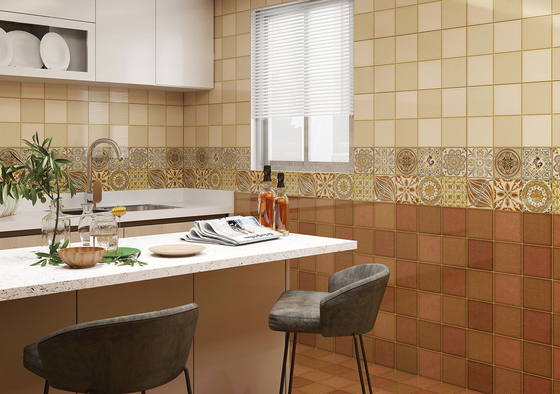 Braune und gelbe Keramikfliesen 300x600mm und Wandfliesen für Wohnzimmer