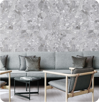 Graue 750x1500mm Außenwandfliesen und Innenfußboden atemberaubend Terrazzo Baby Gesicht Glas Porzellanfliesen für Gebäude und Restaurant