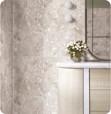 Wasserdicht 1200x600mm Innenfußboden Terrazzo-Fliesen und Beige SGS Weichverglaserte Porzellanfliesen Für Dusche Und Bad