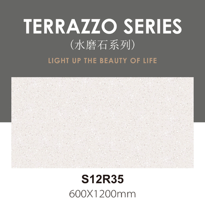Textured 60x120cm Weißes Terrazzo Innenfußboden Weiches Glas Porzellan Dekoration Fliesen Für Bad