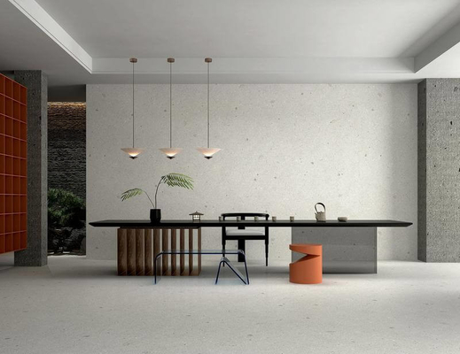 Innenfußboden 1200x1200x9mm Umweltschonende Fliesen und hellgrau W.A 0,5% Terrazzo Weichglas Porzellan Fliesen für Haus und Büro
