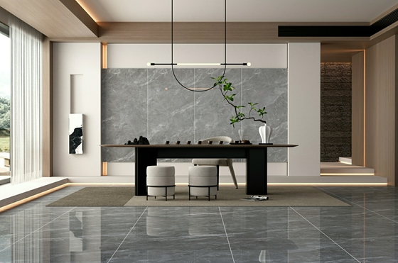 Moderne W.A. 0,5% Kratzfeste Graue Innenwand und Boden Porzellan Verglasung polierte Fliesen 900x1800x9mm Für Dekor und Restaurant