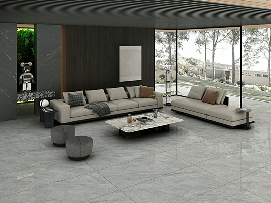 Grau polierte, glasierte Porzellanfliese 900x1800x9mm für Innenwände