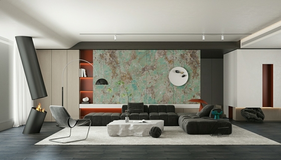 900x1800mm Grüne polierte Glasporzellanfliese 0,5% WA