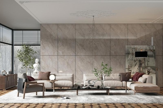 Hellgelb 900x1800x9mm Marmor-Look Polierte Glas Porzellanfliesen und Innenwand- und Bodenfliesen für Gebäude und Wohnzimmer