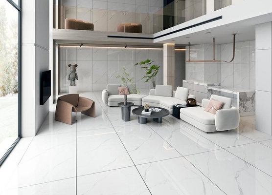 900x1800x9mm Carrara Weißes Innenfußboden und Wand Polierte Glas Porzellanfliesen für Wohnzimmer und Küche