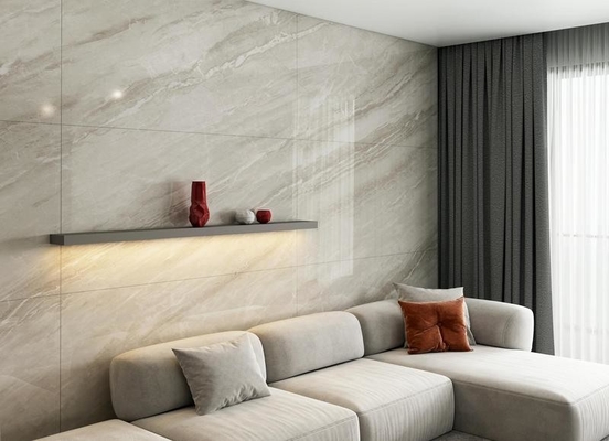 Graue Moderne 900x1800x9mm Marmor Aussehen Außenwand Verglasung Poliertes Porzellan Fliesen Für Bad