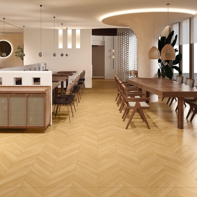 Fischknochen-Ausnutzungsbeständige 600x1200mm Braune und gelbe Holzporzellantfliesen für Schlafzimmer