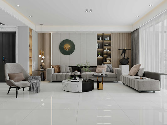 Lichtgraue 800x800mm polierte Glasporzellan-Bodenfliesen