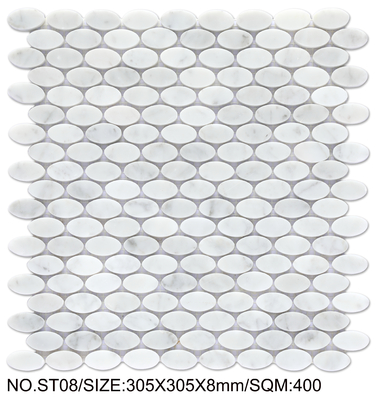 Weiß- und hellgrüner Feuerstein 305x305mm Naturstein Mosaik für Speisesaal und Büro