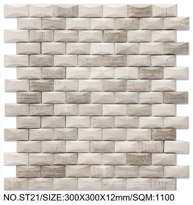 Wasserdicht und rutschfeste Beige 300x300mm Naturstein Mosaik für Dekoration und Bau