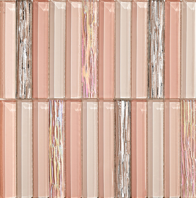 Rutschfeste und langlebige 300x300mm hellrosa Innenwand-Glasmosaike für Hotel und Balkon