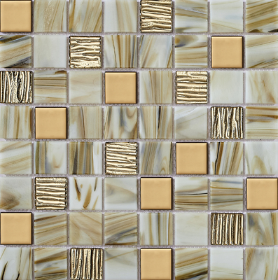 Gelbe Qualität AAA und umweltfreundliche 304x304mm Innenwand Glasmosaiken für kreative Dekoration und Hotel