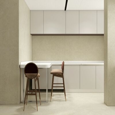 Wasserdichte und antibakterielle 600x1200mm Khaki-Porzellantfliesen Matte mit Formfläche Innenfußbodenfliesen für Schlafzimmer und Büro