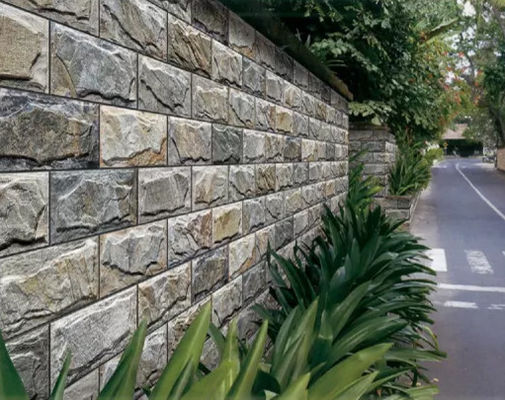 3 deckt Mass-9.6mm Steinumhüllung im Freien hellgraue 20x40cm keramische Wand mit Ziegeln