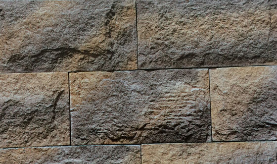 handgefertigte beige Gray Orange Cultured Stone Brick-Pilz-Zement-Wand 14mm