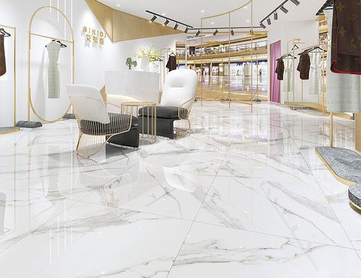 Linien weißes 10mm 48kgs/ctn Calacatta Clay Marble Porcelain Floor Tiles Gold