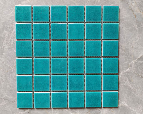 48x48mm Keramik-Schwimmbad-Mosaikfliesen Eisgebrochen Blau Weiß