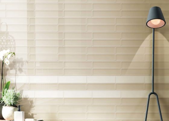 Porzellan-Wand AAA Famliy deckt 75x300mm weiße und beige Farbe mit Ziegeln