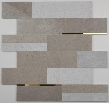 4mm Stärke-Mosaik-Wand-Fliesen-Naturstein mit Metalldekor