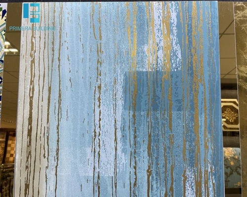 Wasser-Stein-Fall-glattes Porzellan deckt 24' X24'-Antibeleg Bule-Farbgoldlinie mit Ziegeln